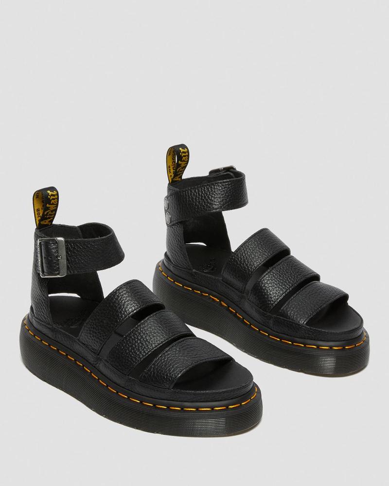 Black Women's Dr Martens Clarissa II Leather Platform Sandals | CA 309HAP